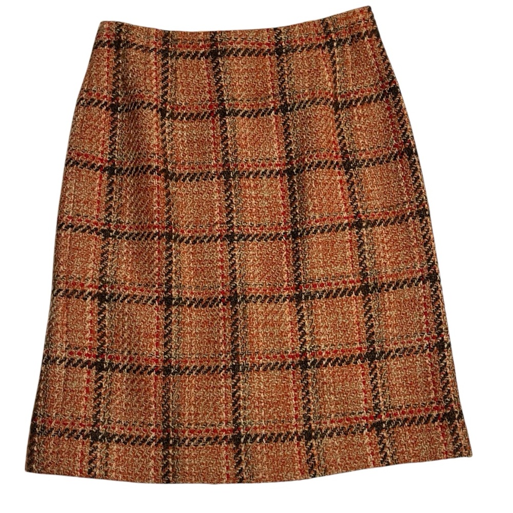 Vintage‎ Talbots Tweed Plaid Wool Skirt Dark Academia Preppy USA Made